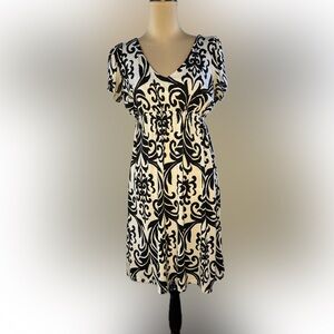 R Rouge Black and Cream V neck Dress